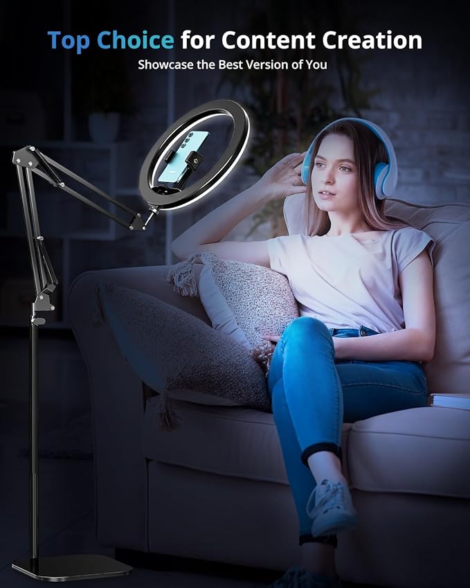 UBeesize 12" Ring Light Tripod for iPhone, Live Streaming, Photography