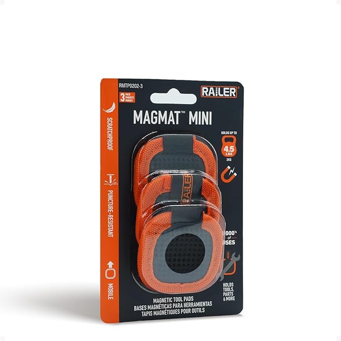 Railer Magnetic Tool Mat Mini 3-Pack – Flexible Magnetic Mat for Tools & Mechanics – Heavy Duty Magnet Pad Set – Non-Slip Magnetic Work Mat & Magnetic Pads – Magnetic Tool Pad for Auto Repair