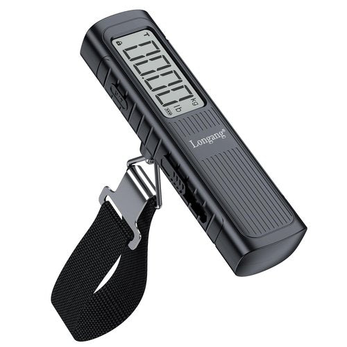 Battery-Free Digital Luggage Scale - 110lbs Capacity | Portable Handheld Scale for Travel (Black)