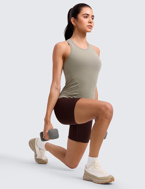 CRZ YOGA Seamless Workout Tank Tops for Women - Breathable Sleeveless Gym Shirts | Athletic Crewneck Racerback