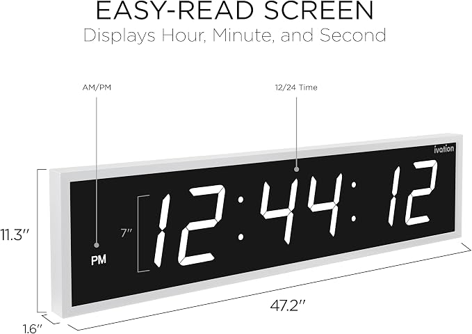 Ivation Huge Oversized 48" Large Digital LED Clock | Big Digital Clock