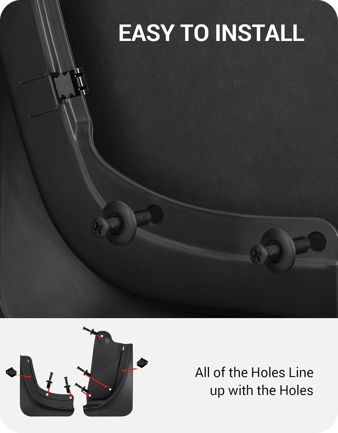 BASENOR 2024-2020 Tesla Model Y Mud Flaps Splash Guards Vehicle Sediment Protection No Drilling No Tape Mudflaps Tire Protector Mudflaps All Weather Tesla Exterior Accessories (Set of 4)