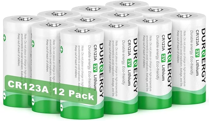 DURNERGY CR123A Lithium Batteries 12 Pack 3 Volt 10 Year Shelf Life High Power
