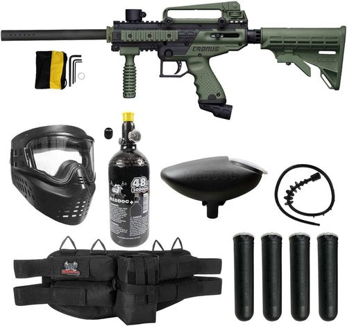 Maddog Tippmann Cronus Tactical Paintball Gun - Complete Starter Kit with Marker, Mask, Tank & More | Silver