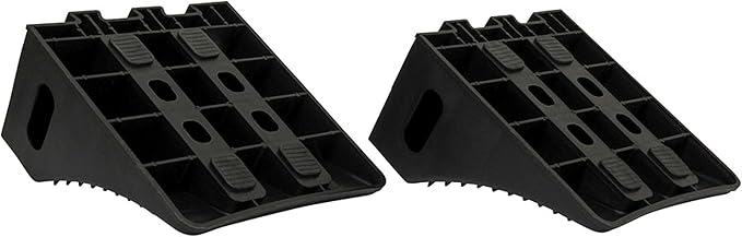 Extreme Max 5800.5852 Heavy-Duty Interlocking Wheel Chock for Tandem Axle Trailers and RVs - 9.2" x 8.2" x 4.7", Pair