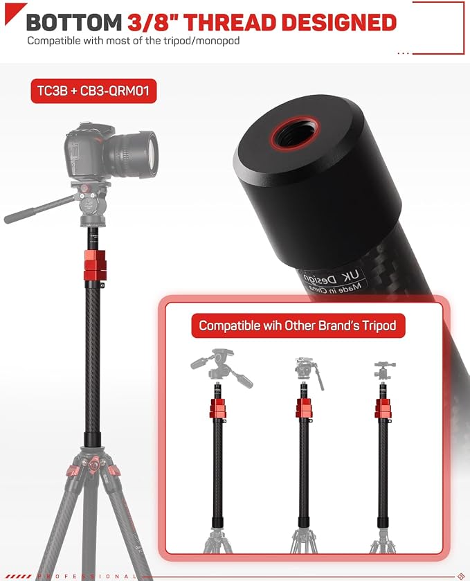 IFOOTAGE Carbon Fiber Camera Pole, 37-108cm/14.6-42.5in Extension Tube
