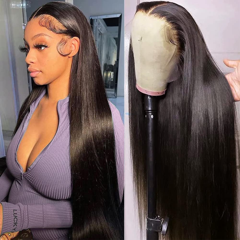 Subella Hd Lace Front Wigs Human Hair Pre Plucked Straight 220% Density 13X4 Hd Lace Frontal Wig With Baby Hair 12A Transparent