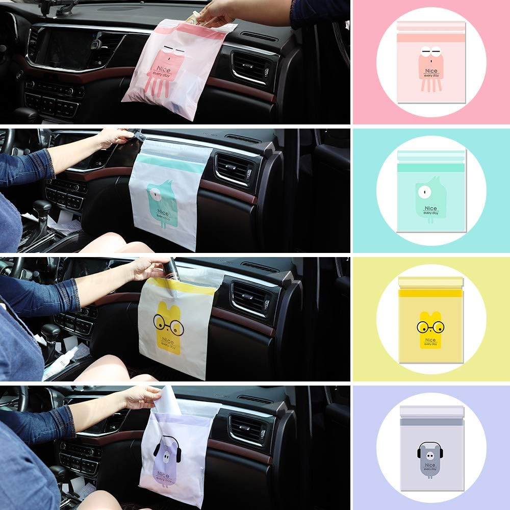 60PCS Easy Stick-On Disposable Car Trash Bag, Leakproof Vomit Bag, Beautiful Kitchen Storage Bag, Durable, Suitable for Cars, Kitchens, Bedrooms, Study Rooms, Travel, Camping, Office Spaces