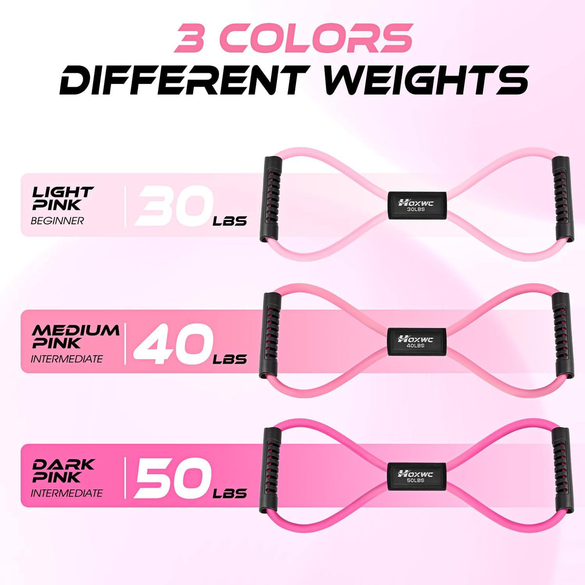 Skiennix Resistance Bands - Figure 8 Exercise Bands with Handles for Arms, Back & Legs | Home Workout Equipment