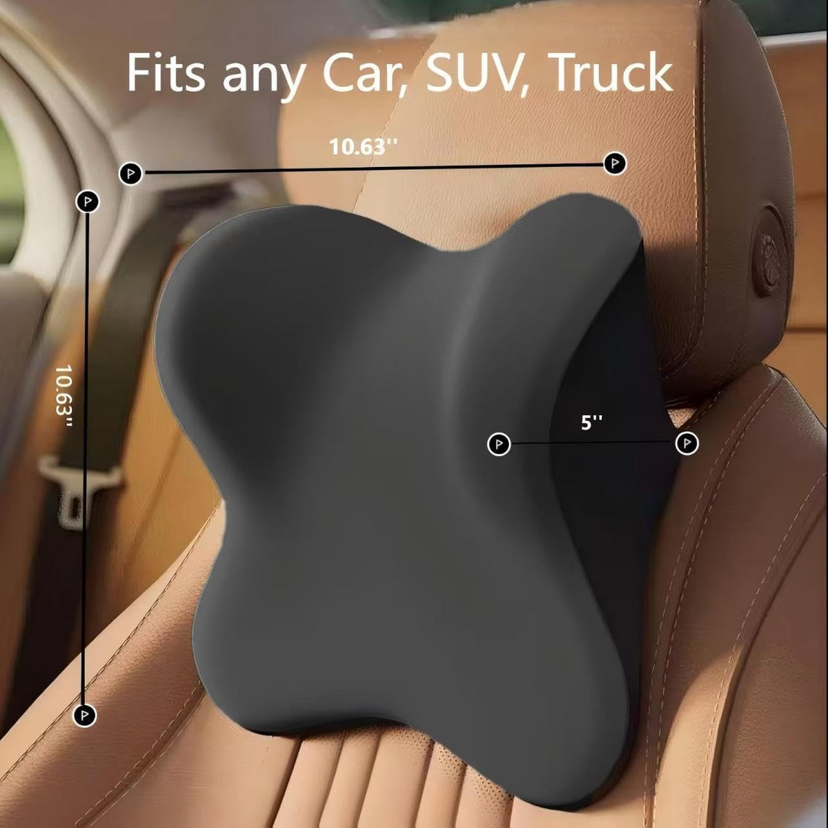 2 Pack Car Headrest Pillow for Neck Support, Soft Car Neck Pillow for Driving with Adjustable Strap and Removable Cover, Universal Fit Headrest Car Pillow