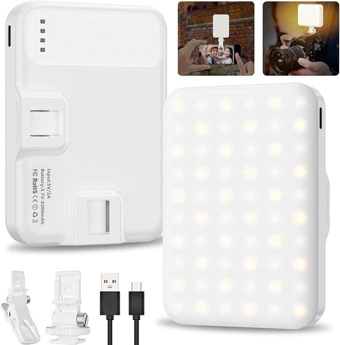 Selfie Light, LED Camera Light Video Lights 60 LED 2200mAh Rechargeable Phone