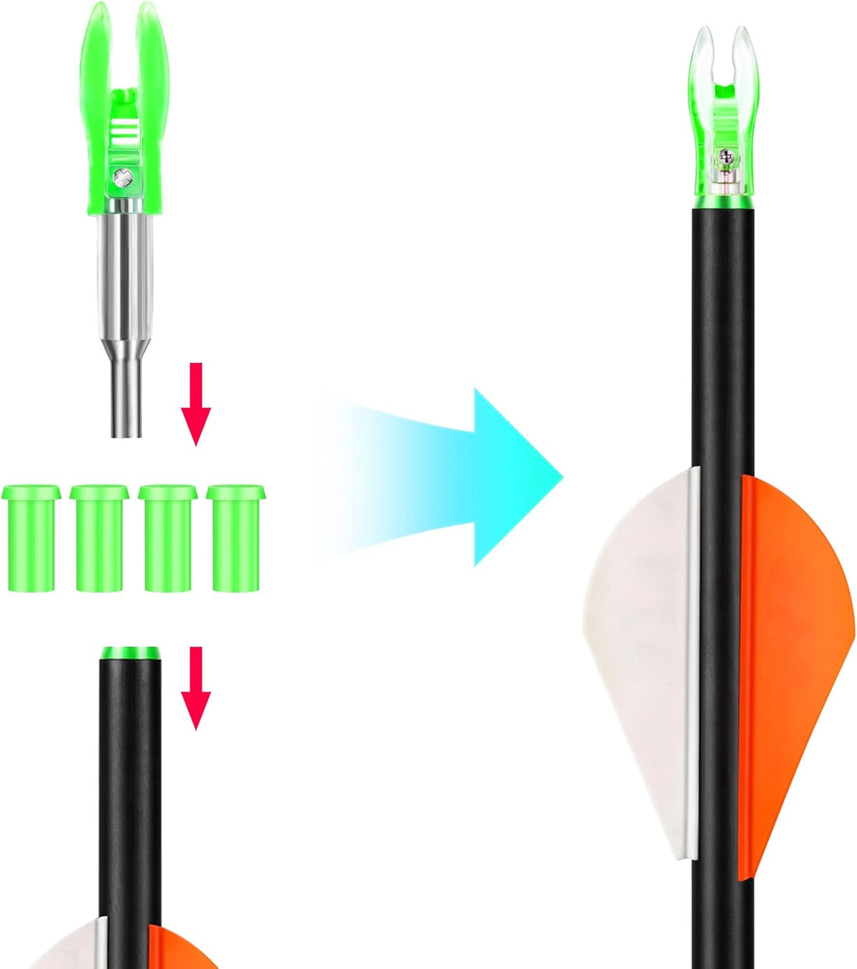Skiennix Lighted Nocks for Arrows - 6PCS with .204/.233/.244/.246 Diameter & H/S/GT Bushings