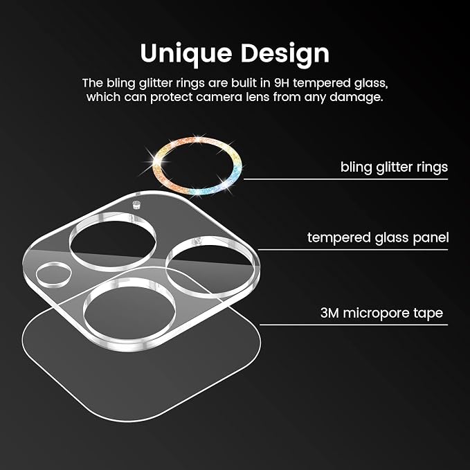 Tensea for iPhone 14 Pro / 14 Pro Max Camera Screen Protector, Tempered Glass