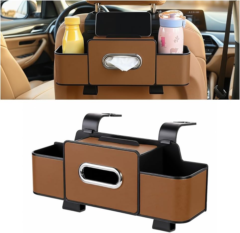 4-in-1 Car Backseat Organizer, Brown