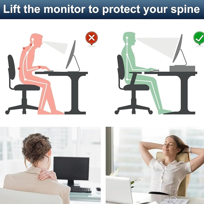 Spacrea Desk Organizer and Accessories, Computer Monitor Stand Riser