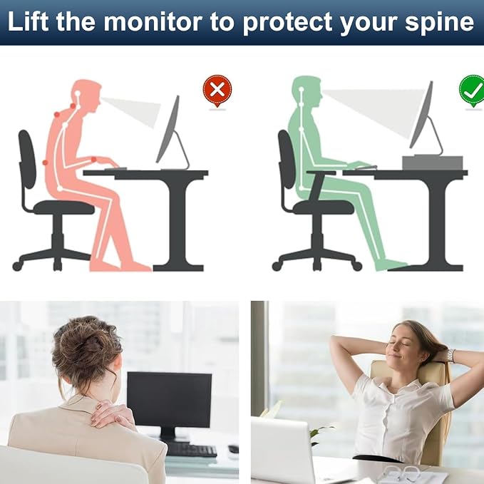 Spacrea Desk Organizer and Accessories, Computer Monitor Stand Riser
