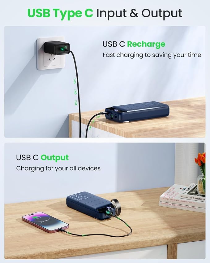 Power Bank Fast Charging 50000mAh - 22.5W Portable Charger USB C Quick Charge with 4 Outputs & 3 Inputs LED Display Huge Capacity External Battery Pack for iPhone, Samsung, iPad etc