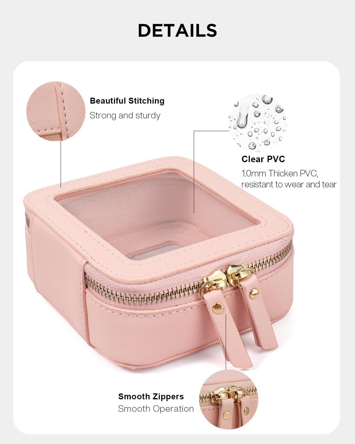 LETGO Clear Makeup Bag Mahjong Tile Bag with Zipper and Handle| Structured Large Travel Makeup Bag for Toiletries for Women,Travel Cosmetic Case,Waterproof PU Leather,Wide Opening