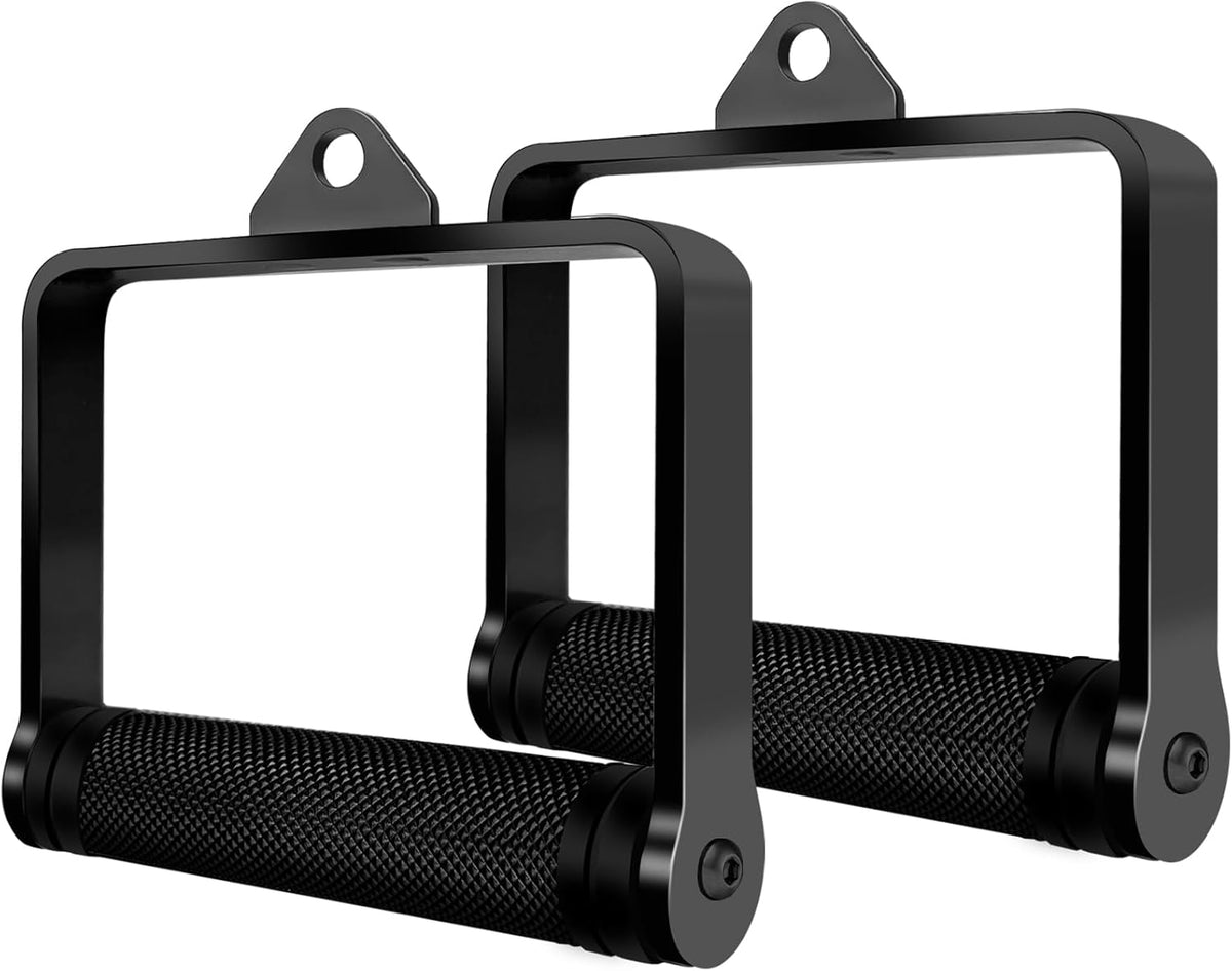 Skiennix D Handle Cable Attachment - Heavy Duty Steel with Non-Slip Rubber Grip | Black Finish