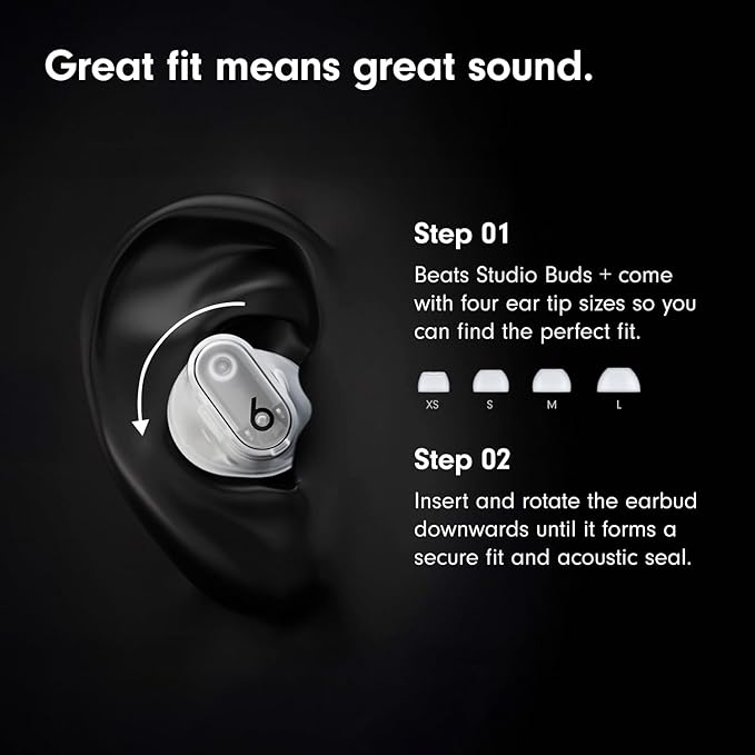 Beats Studio Buds + | True Wireless Noise Cancelling Earbuds, Enhanced Apple & Android Compatibility, Built-in Microphone, Sweat Resistant Bluetooth Headphones, Spatial Audio - Ivory | Noise cancellation and audio playback with 2 drivers, microphone an...