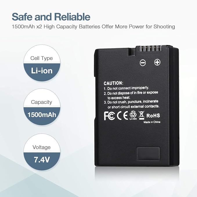 EN-EL14 EN EL14A Battery USB Charger and 2-Pack Rechargeable Batteries