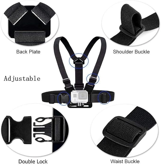 Action Camera Accessories Head Strap Mount Chest Harness Compatible
