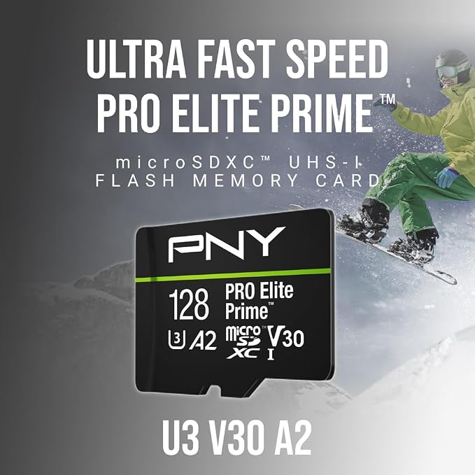PNY 128GB PRO Elite Prime™ C10 U3 V30 A2 microSDXC Flash Memory Card –