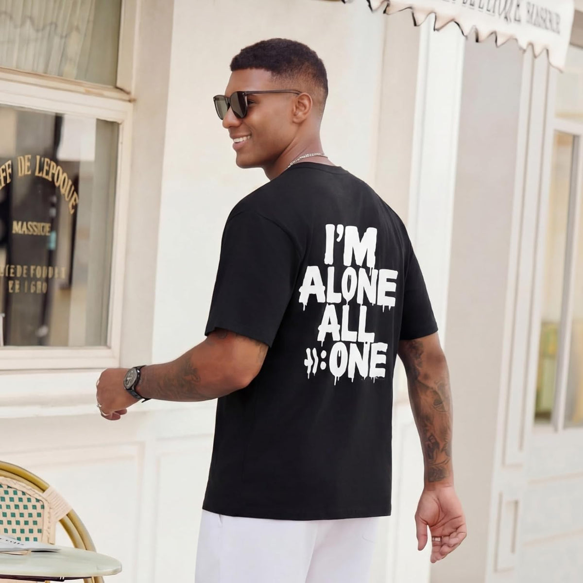 Skiennix Men's Oversized T-Shirt - Casual Drop Shoulder Short Sleeve Graphic Tee | Baggy Athletic Fit