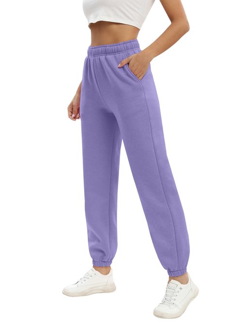 Baccarri Womens Sweatpants Baggy Sweatpants Drawstring Purple Track Pants Winter Fleece Lined Pants Women Lavender M