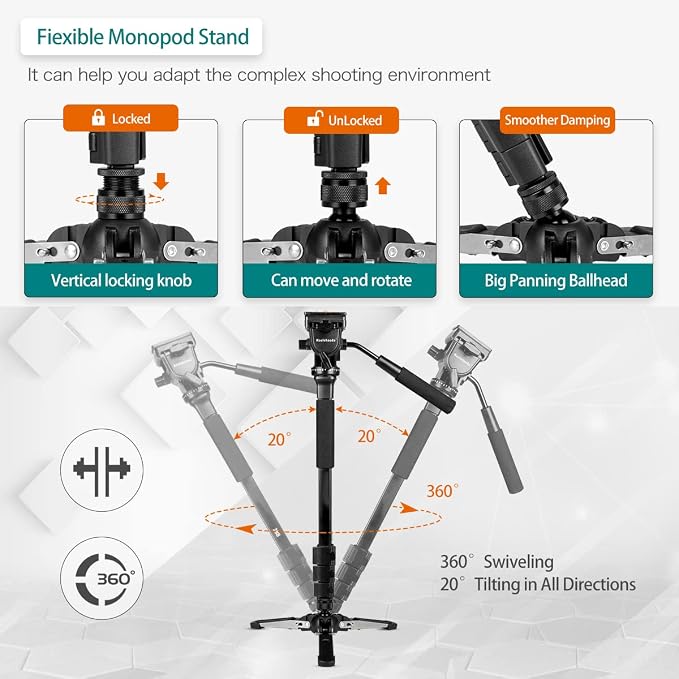 Extendable Camera Aluminum Monopod