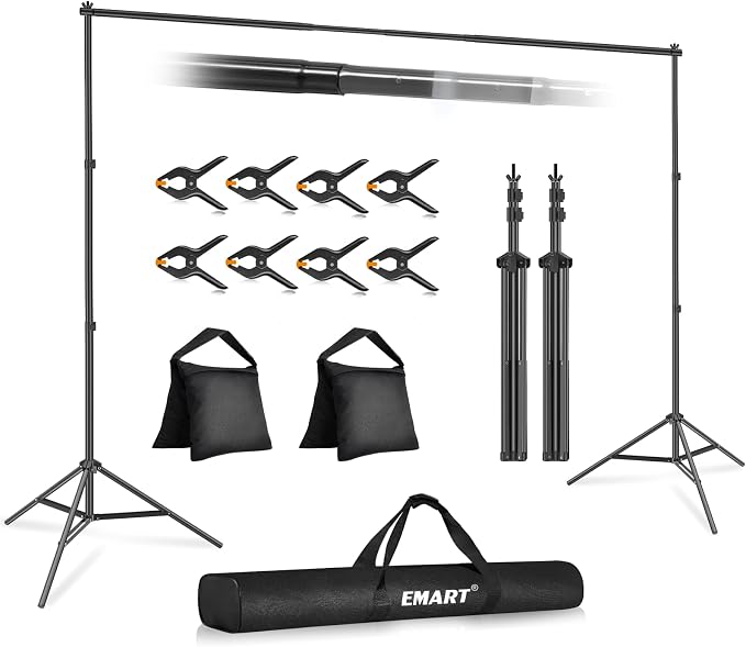 EMART Backdrop Stand 10x7ft Photo Studio Adjustable Background Stand Support kit