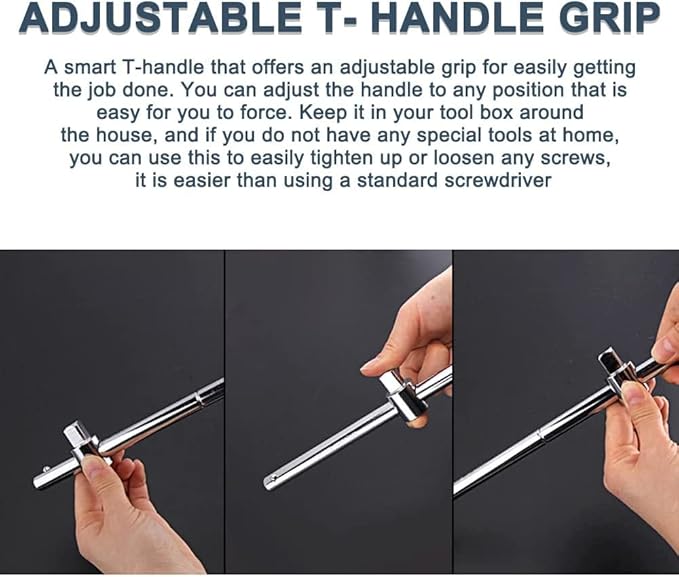 Utoolmart 3/8 Inch Drive Sliding Wrench Breaker Bar Adjustable T-Handle Socket Hand Tool 1Pcs