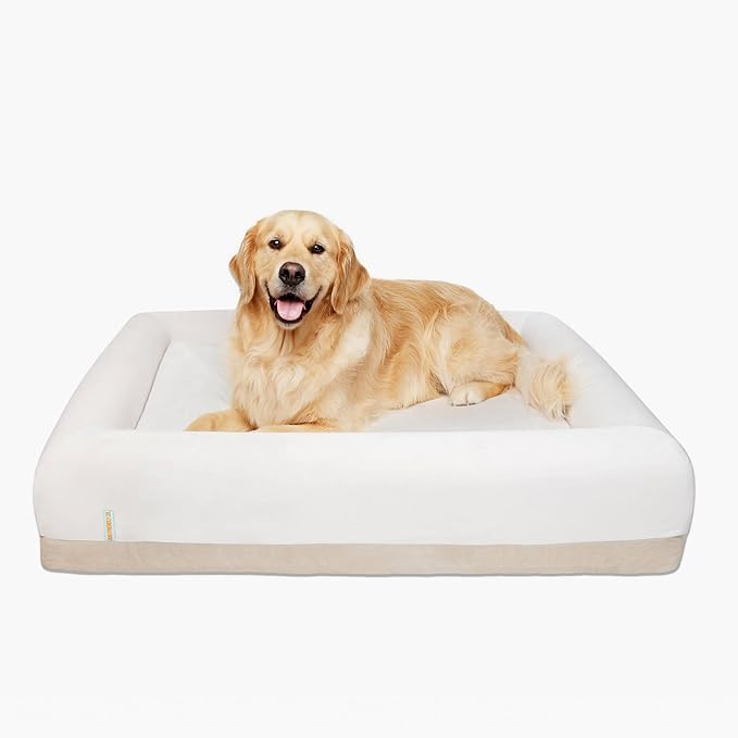 DF Co. Velvet Easy Fit Dog Bed Cover | Velvet Lining for Ultimate Comfort, Protect Original Bed, Machine Washable, Elastic Design, Allergy Management (Beige, S)