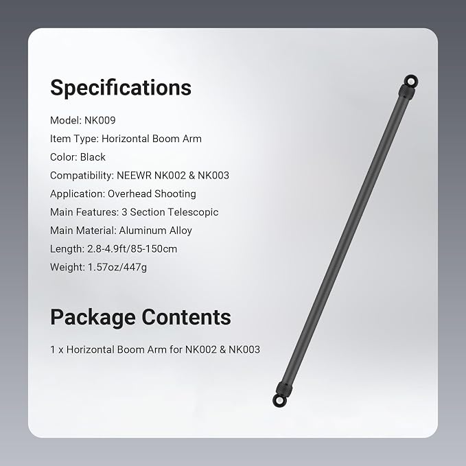NEEWER 2.8-4.9ft Horizontal Boom Arm Only