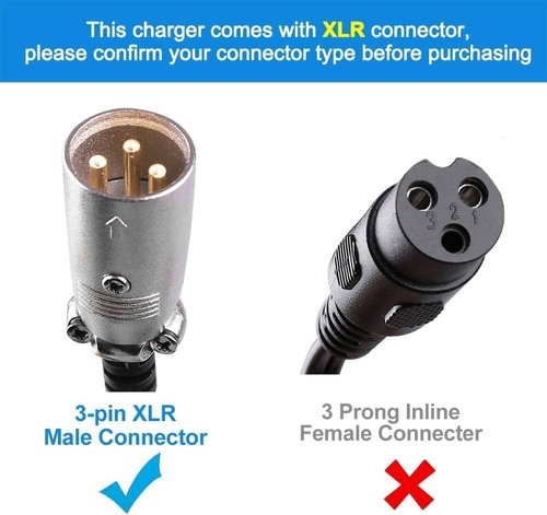 GYL XLR Charging Port Cable Replacement for E-Bike, E-Scooter, Mobility, Wheelchair - Drive Medical Female Jack Connector Adapter Currie BA-071-7 Cable with Waterproof Cover 3 Wire 3-Pin