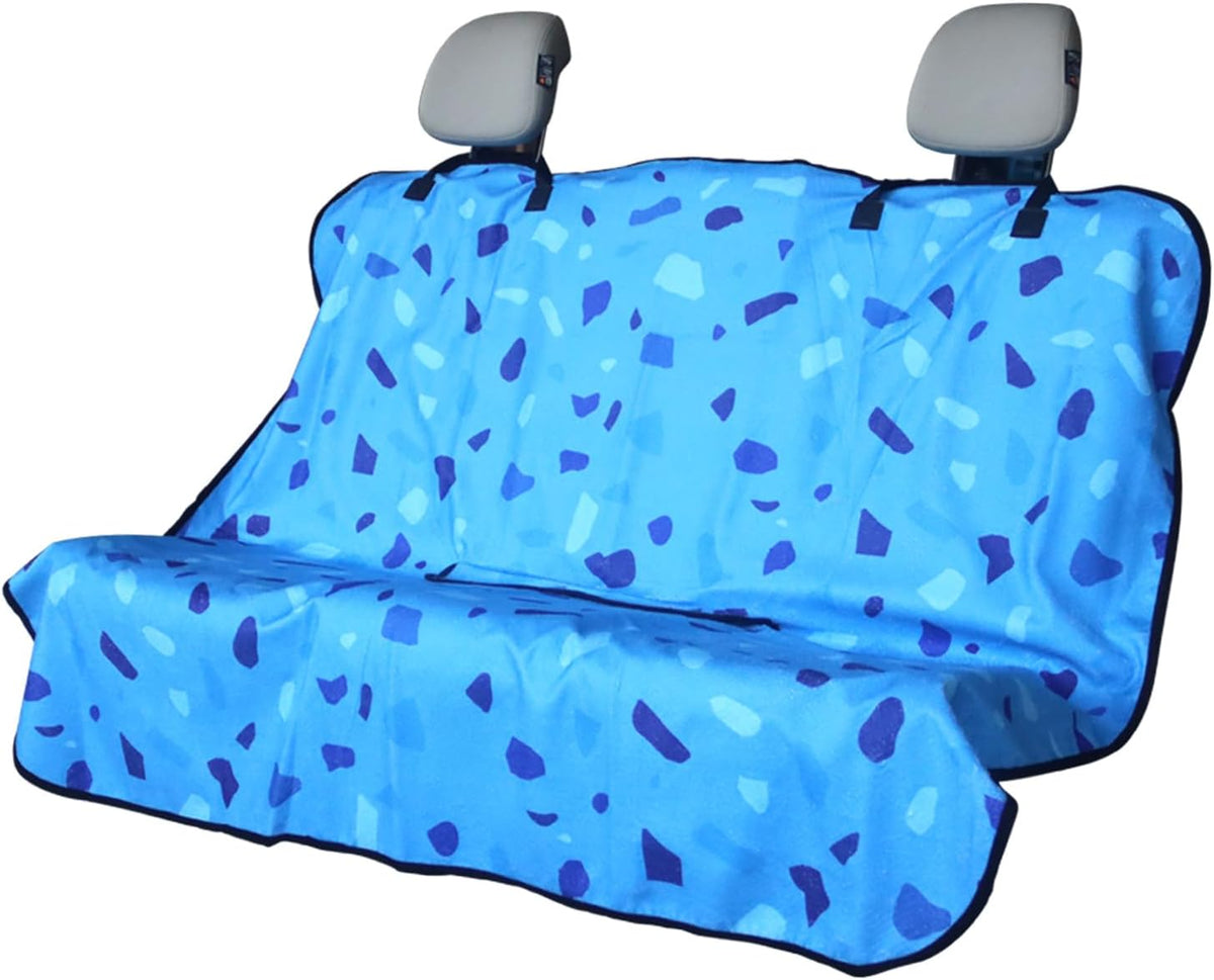 Sweat Towel Car Seat Cover Protector Front Seats for Gym Workout, Running, Swimming, Beach and Hiking, Waterproof Universal Seat Cover for Car, Trucks, Van & SUV (1, Blue Marble, Rear Seat)