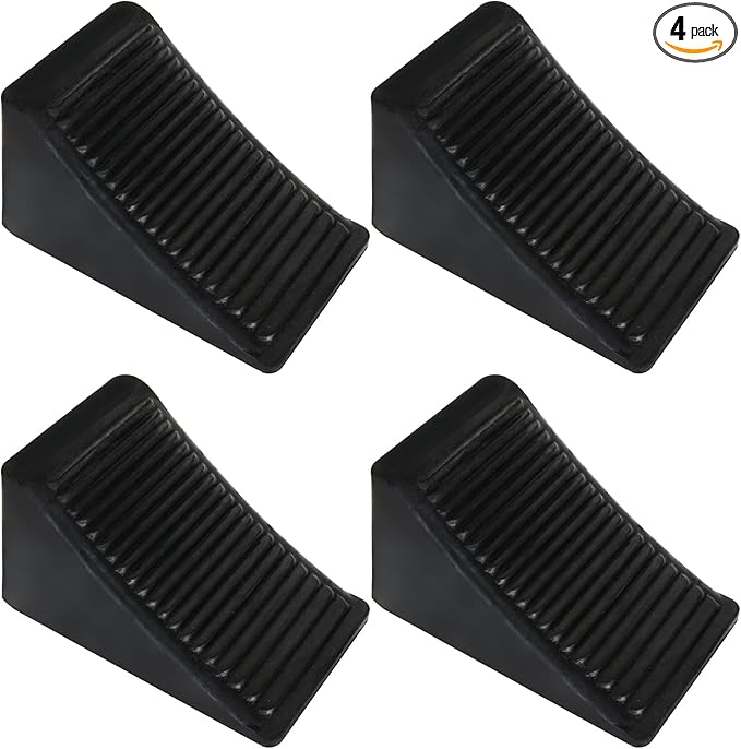 CertBuy 4 Pack Wheel Chock for Trailers, RV Wheel Chocks Heavy Duty, Black Rubber Wheel Chocks, Trailer Wheel Chocks for Car, Travel Trailers, RV, Truck, and ATV, 6.3"×4"×4"