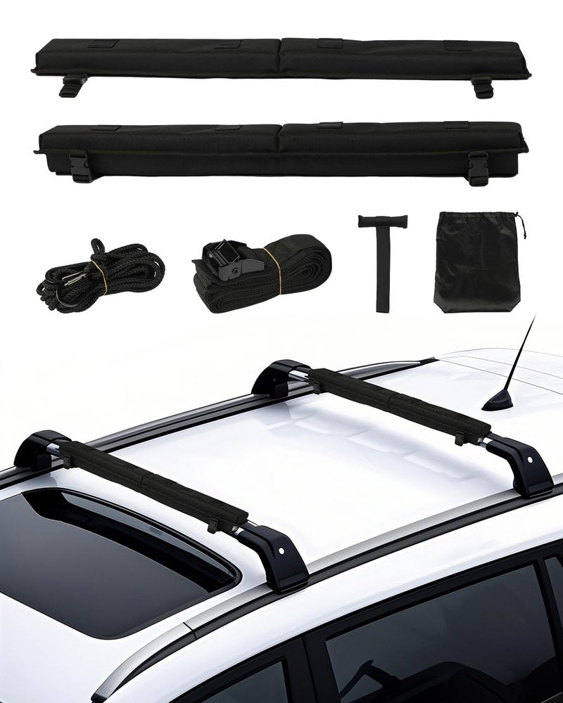 VEVOR Soft Roof Rack Pads, 30" Universal Car Roof Rack Pad for Various Crossbars, 176LBS Loading Luggage Kayak Carrier with 2 Tie Down Straps, 2 Quick Loop Straps & Storage Bag for SUP Canoe Snowboard