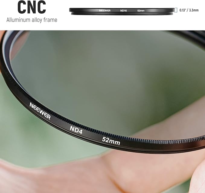 NEEWER 52mm ND Lens Filter Kit: ND2 ND4 ND8 ND16, Lens Cleaning Pen, Filter