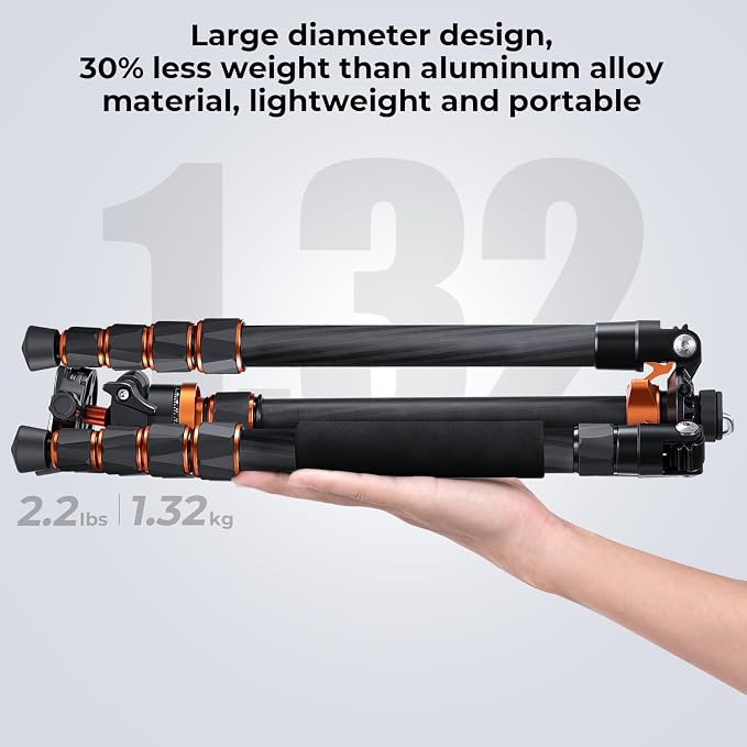 K&F CONCEPT 68" Carbon Fiber Camera Tripod, Compact Tripods