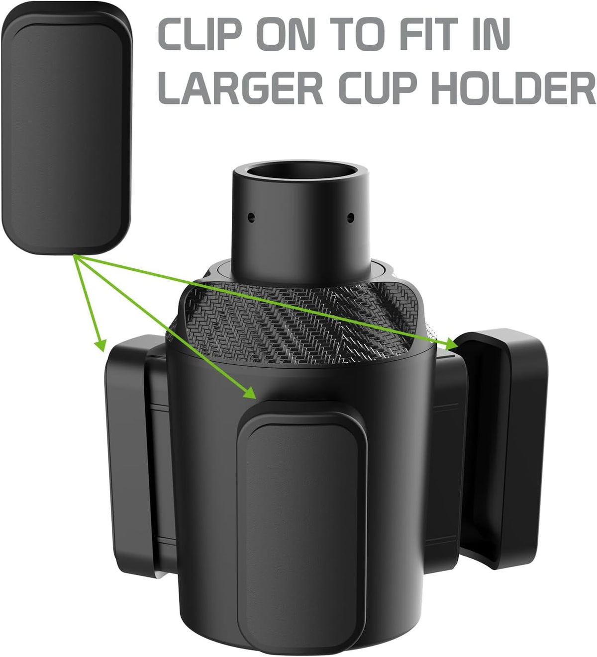Heavy-Duty Expandable Car Cup Holder & Organizer - Universal Fit for Large Bottles, Coffee Mugs, Phones, Food - Adjustable Base & 3 Base Extenders - Car Interior Accessories for SUV, Truck, Sedan
