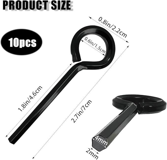 10 Pack 5/32 inch Standard Hex Dogging Key with Full Loop, Black Hex Dogging Key, Allen Key Sets Wrench Fit on Keychain Push Bar Panic Exit Device Key, Solid Metal
