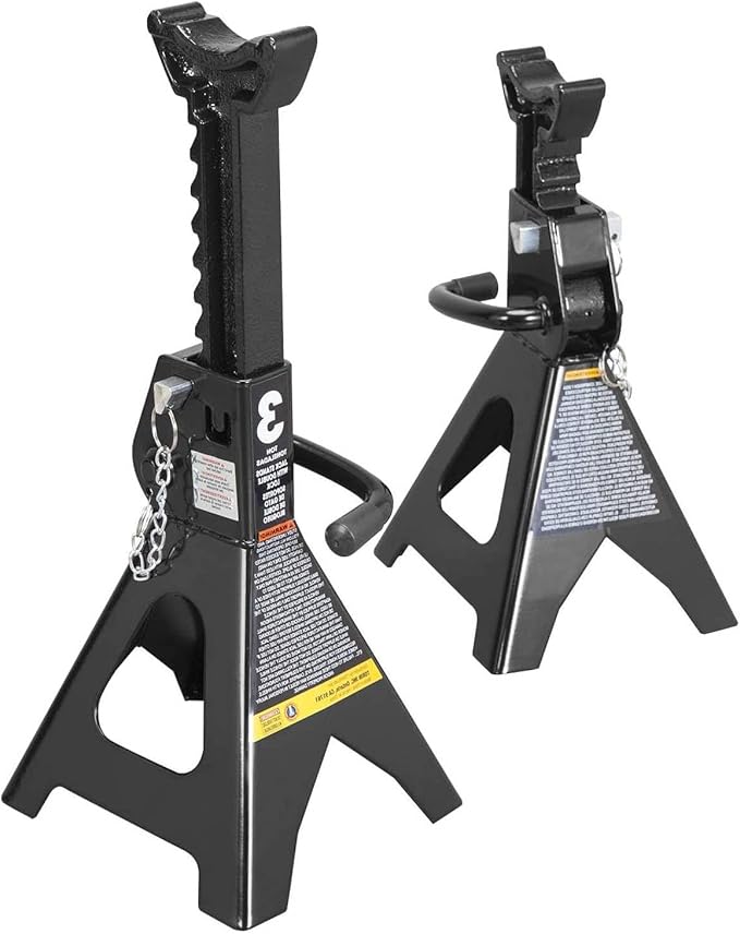 Big RED 3 Ton Double Locking Steel Jack Stands, for Lifting UTV/ATVS, Small Trucks and SUVS, Heavy Duty Steel, 6000lbs Capacity, 1 Pair, Black