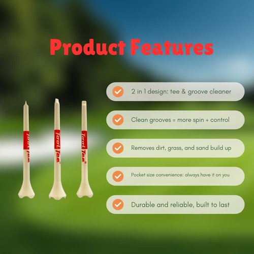 Flygolf Tool Tee Premium Golf Tees (30 Pack) – Built-in Groove Cleaner Tip for Clean Grooves & Better Contact – Durable Tour-Style Plastic Tees