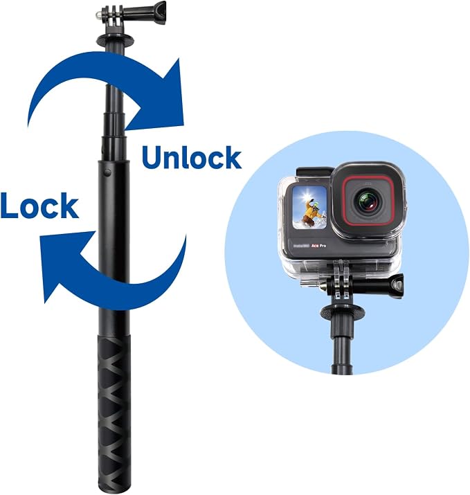 45.2 Inch/115cm Monopod Extension Invisible Selfie Stick Compatible