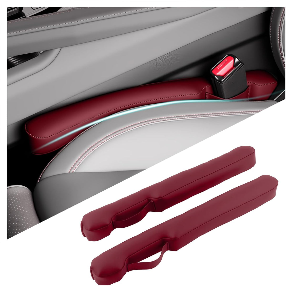 Aokdom 2026 Latest 2PCS Upgraded Car Seat Gap Filler with Fixing Ring,Elastic Car Gap Filler to Avoid Dropping Cell Phones/Keys,Essential Cars Gaps Seat Fillers Cars Accessories