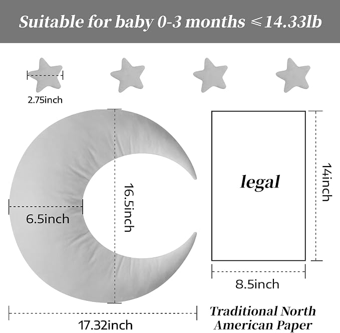 IGMaryBox Baby Moon Star Pillow Infant Posing Pillow Newborn Photography Prop