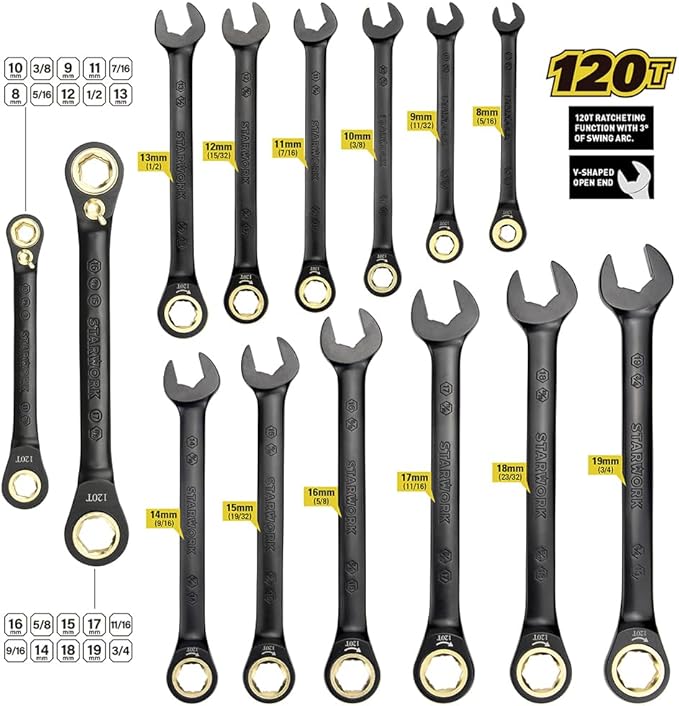 STARWORK TRUE MECHANIC 312-Piece Mechanics Tool Set and Socket Set, Professional【Pliers Wrench 】 SAE/Metric