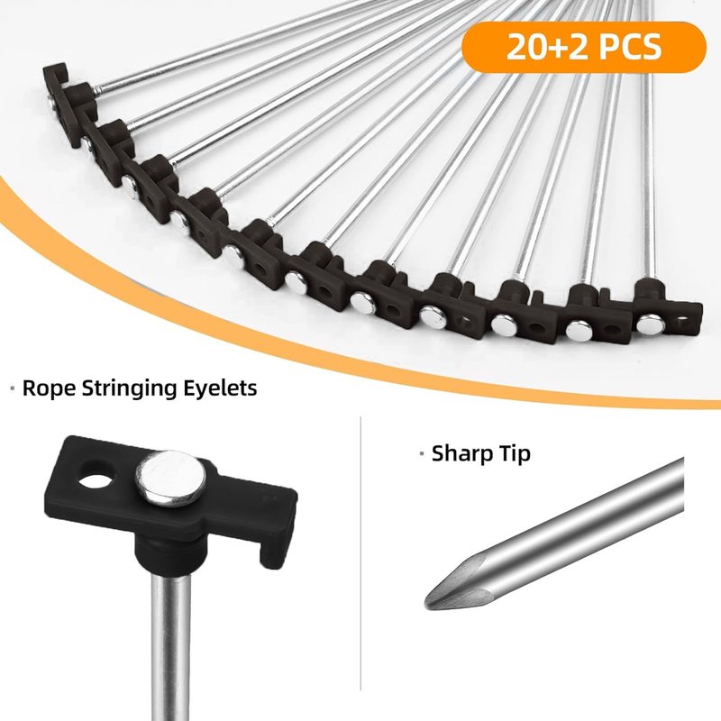 Tent Stakes Heavy Duty Camping Stakes,AVOFOREST 9.8inch Non-Rust Metal Tent Pegs Ground Stakes Tent Spikes Camping,Garden,Hiking Black (Black 20+2pcs, 10IN)