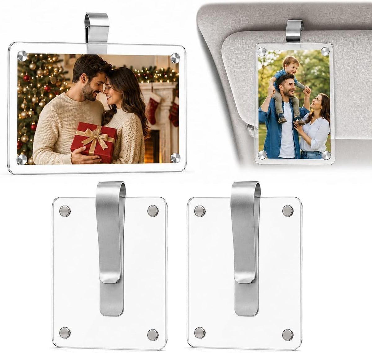 Gifts for Boyfriend Husband Dad Driver-Car Sun Visor Photo Holder (3pcs)
